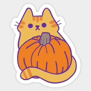 Orange Kitty with Pumpkin Sticker